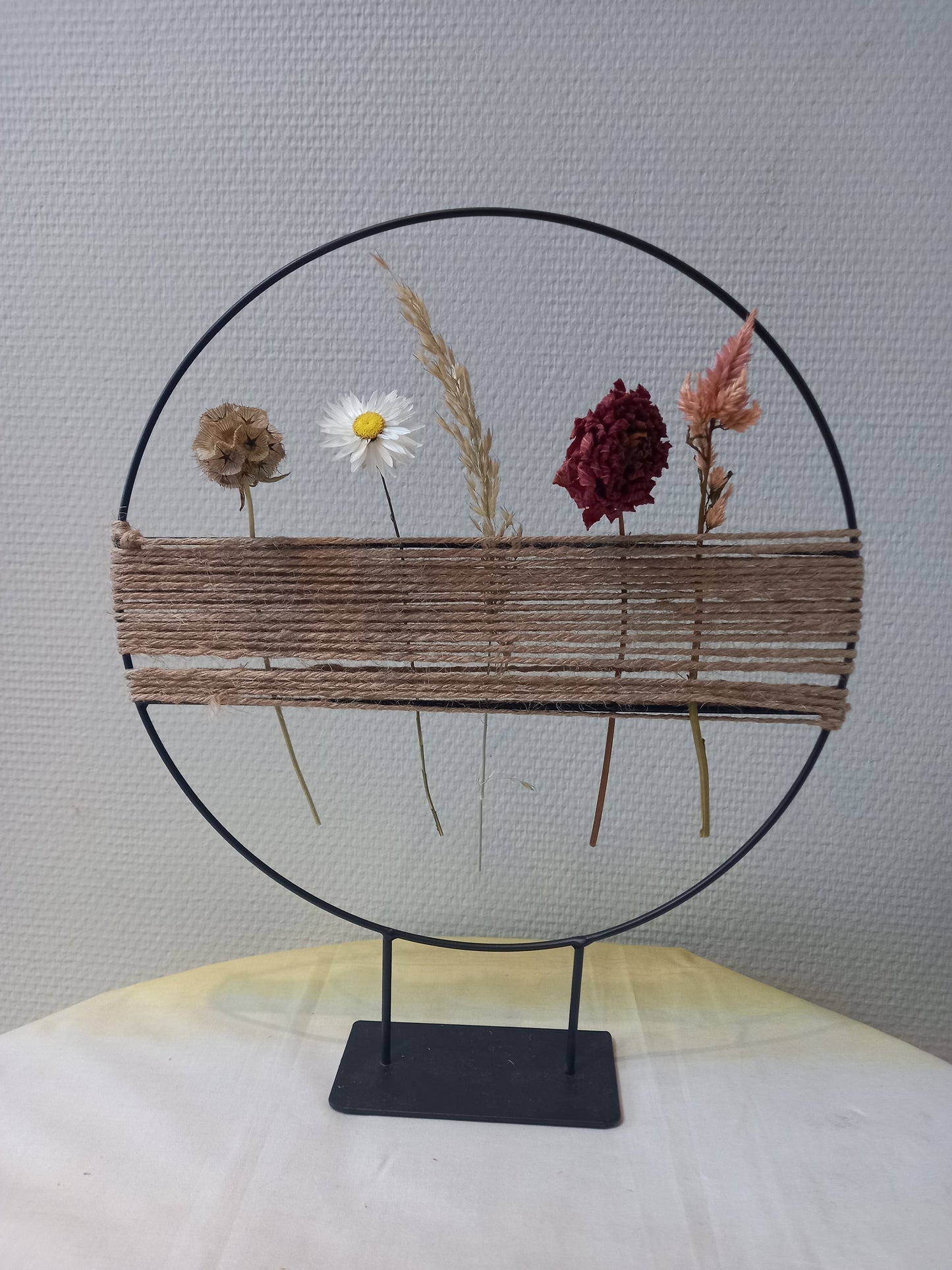 Staande droogbloemenring - 30 cm - touw